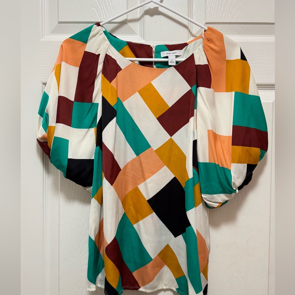 Nine West Colorful Geometric Blouse